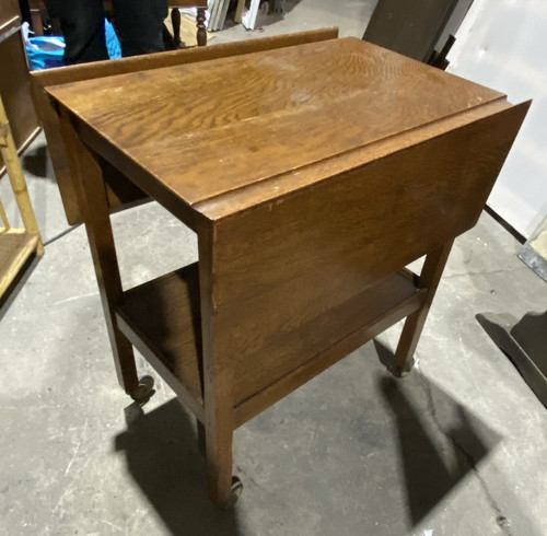 Vintage solid oak tea trolley - oak,