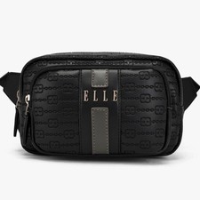 ELLE Eleganza 1.6L Vegan Leather Monogram Crossbody/Belt Bag, travel bag