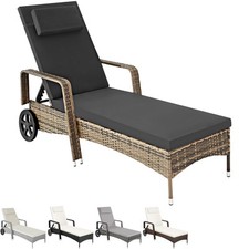 Sun Lounger Rattan Day Bed with Canopy Garden recliner Patio chair Furniture