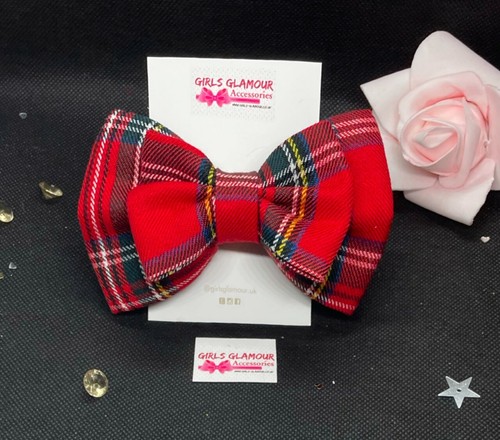 Royal stewart tartan bow - royal,