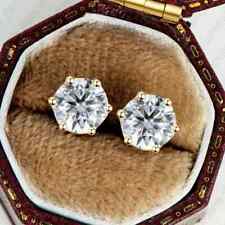 3.50Ctw Round Cut Moissanite Screw Back Stud Earrings In Solid 9Ct Yellow Gold