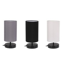 Touch Table Lamp Light Matte Black Base Lampshade Bedside Living Room Dimmable