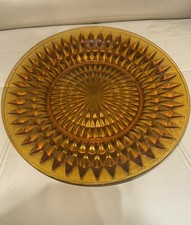 Large Amber Glass Plate Platter 11.5in Vintage Mid Century