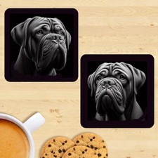Dogue De Bordeaux Dog Coasters, Set Of 2, Mug Mats, Gift