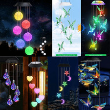 Hanging Colour Changing Solar Powered LED Bulbs Fairy Lights Garden Wind Chime