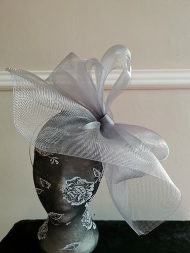 Grey fascinator millinery - fascinator,