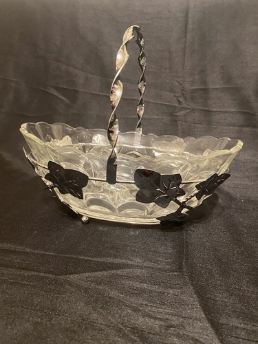 Vintage glass fruit basket - vintage,