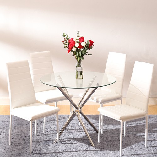 High gloss round dining - high,