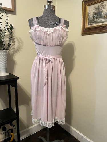 Vintage pink chiffon babydoll - vintage,