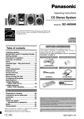 Panasonic ak640 stereo - cd,