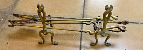 Antique brass fire companion - brass,