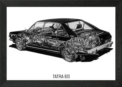 Tatra 613 framed - wall, art