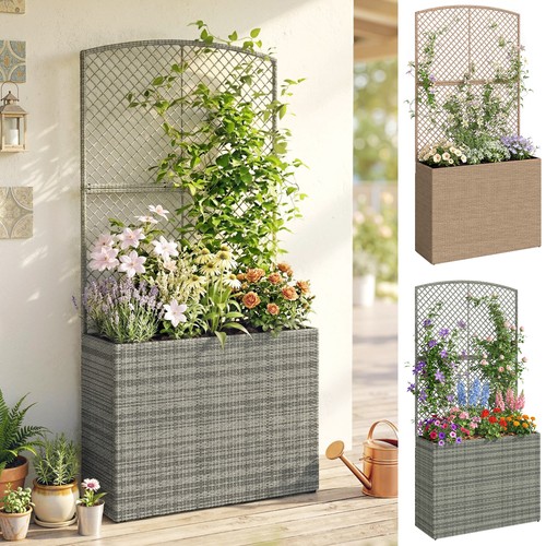 Rattan planter with trellis - rattan,