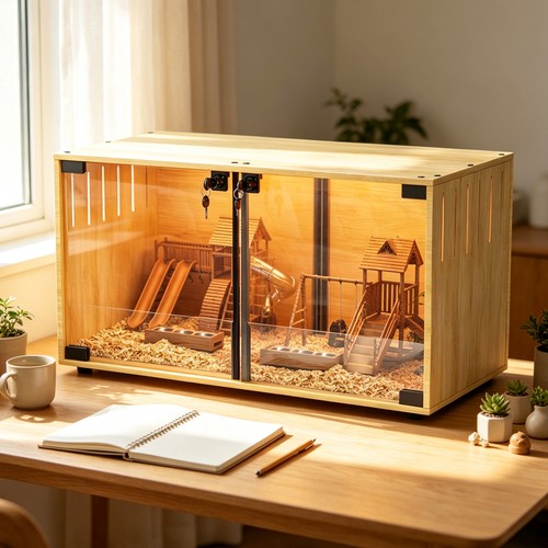 Wooden hamster cage - wooden, light
