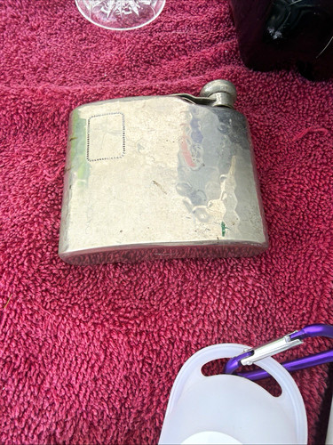Silver metal hip - silver, flask