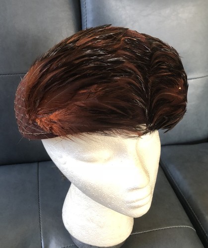 Vtg women hat brown felt - hat,