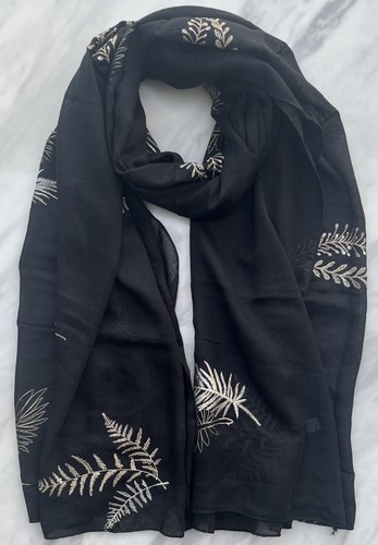 Embroidered leaves scarf - embroidered,