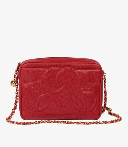 Chanel red caviar leather - red,
