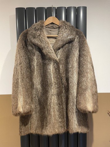 Genuine brown nutria fur coat - brown,