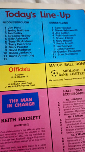 Programme middlesbrough v - middlesbrough,