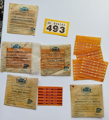 Hornby dublo coach labels - dublo,