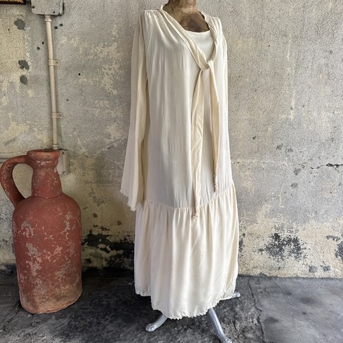 Antique 1920s white cream - antique, silk