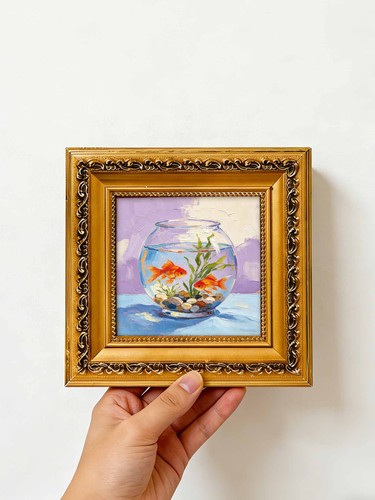 Colorful goldfish bowl - goldfish,