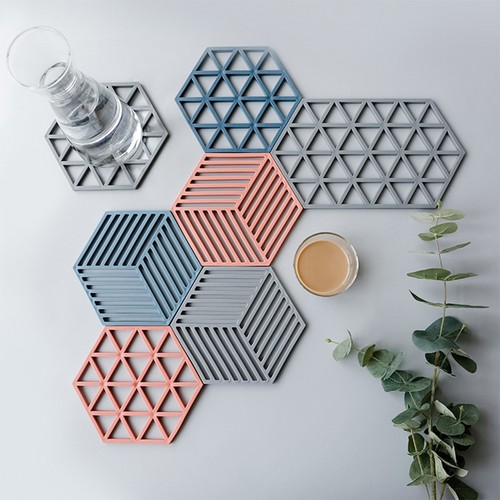 3pcs hollow hexagon placemats - hexagon,