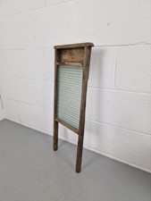 Original Vintage Pine Dolly Tub Ribbed Glass washing/ Scrubbing Board Soap Tray