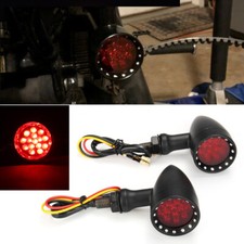 For Harley Bobber Motorcycle LED Black Bullet Brake Blinker Turn Signal Lights