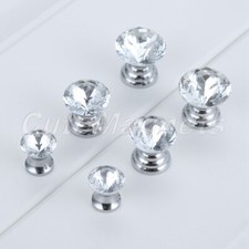 Diamond Crystal Glass Door Knob Drawer Jewelly Box Cupboard Cabinet Handle Pull
