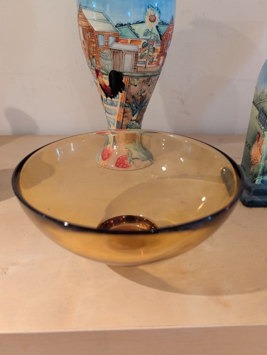 Vintage amber glass bowl - vintage,