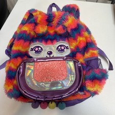 Smiggle - Girl's Fluffy Rainbow Bear School Backpack Rucksack Bag 35x26x16 cm
