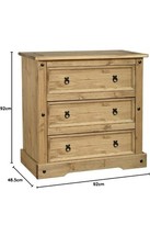 Seconique Corona 3 Drawer Chest in Distressed Waxed Pine