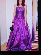 Purple Sequined Strapless Prom