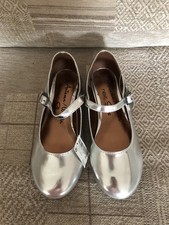 Next Girls Silver Mary Jane Shoes Size 1 Bnwt