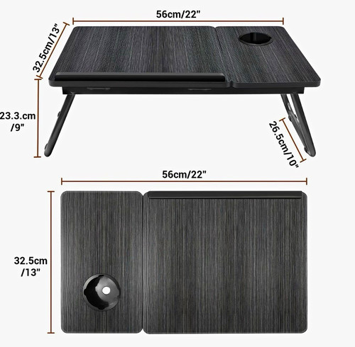 Black foldable laptop table - black, 56