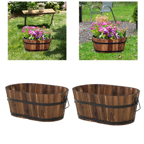 Wooden barrel planter plant - barrel,