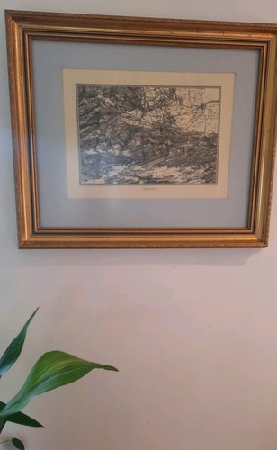 Large framed vintage map - framed,