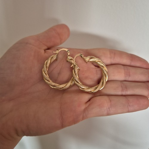 Gold swirl hoop - , earrings