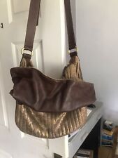 Reduced !! Lupo bag Unusual Mix Of Leather And Knitted Material Gold Brown