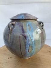 Vintage Pottery Vase Green & Earth Tones 9 Inches Tall Organic Nature Tone