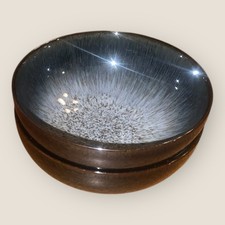 Denby Halo 2x Cereal Coupe Bowls 17cm Black First Quality Hardly Used Excellent