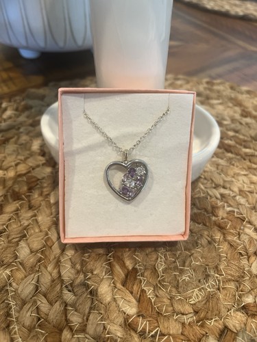 Sterling silver heart necklace - silver,