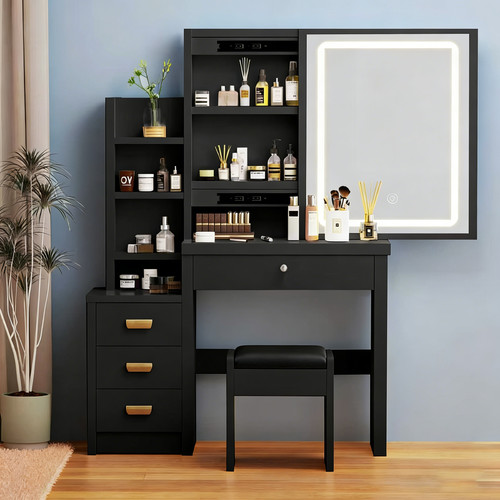 Black dressing table with - black,