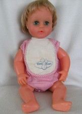 TINY TEARS DOLL ~ 16D ~ LOVELY VINTAGE CONDITION - ORIGINAL ROMPER, BIB & NAPPY