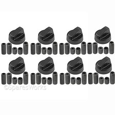 8 x DELONGHI Black Oven Cooker Hob Flame Burner Hotplate Control Switch Knobs