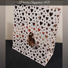 Rose Gold Hearts Large Gift Bag/Tag/Birthday/Mother's Day/Wedding/Valentine/32cm