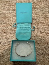 Tiffany & Co. 1837 Narrow Cuff Bangle Sterling Silver Bracelet Medium Silver 925