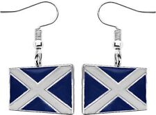 Charm Buddy Scotland Flag Scottish Flag Thistle Dangle Earrings with Gift Bag